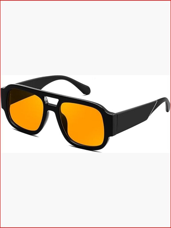 Retro Aviator Square Pilot Sunglasses with Double Bridge Thick Frame UV400 Lens main image 4